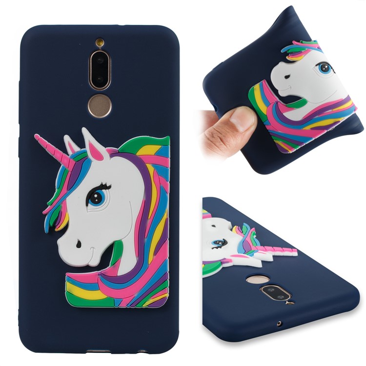 For Huawei Mate 10 Lite / nova 2i / Maimang 6 / Honor 9i (India) Lovely 3D Unicorn Pattern TPU Jelly Case - Dark Blue-1