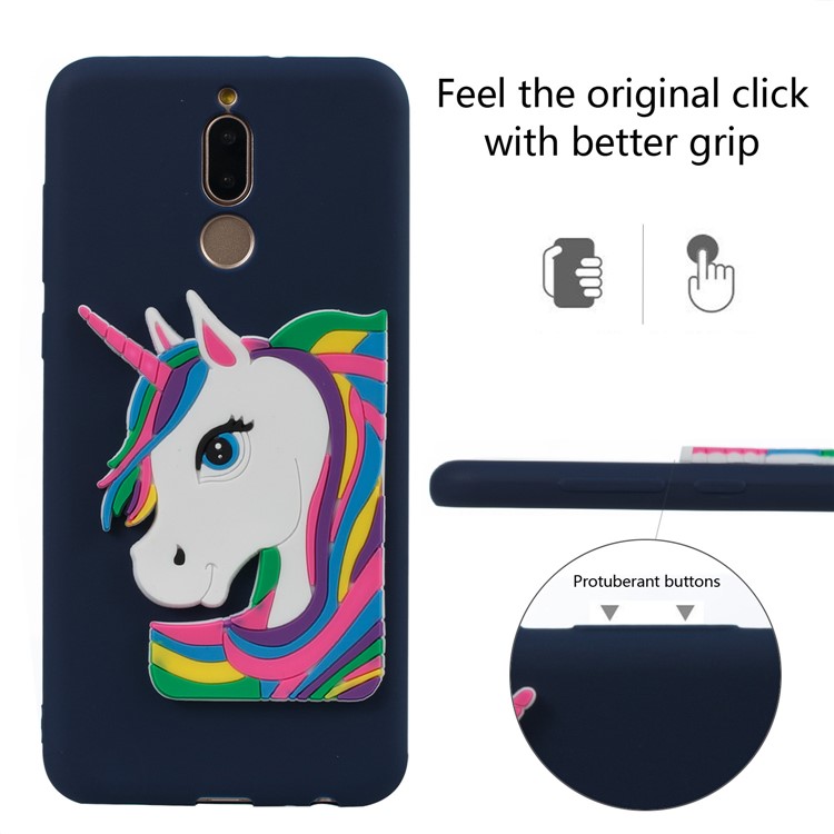 For Huawei Mate 10 Lite / nova 2i / Maimang 6 / Honor 9i (India) Lovely 3D Unicorn Pattern TPU Jelly Case - Dark Blue-3