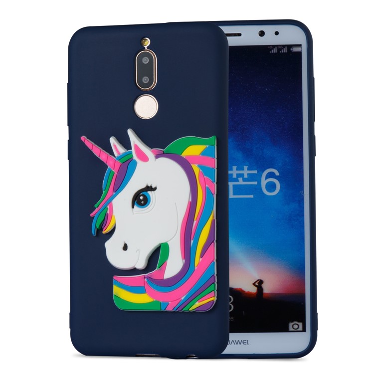 For Huawei Mate 10 Lite / nova 2i / Maimang 6 / Honor 9i (India) Lovely 3D Unicorn Pattern TPU Jelly Case - Dark Blue-5