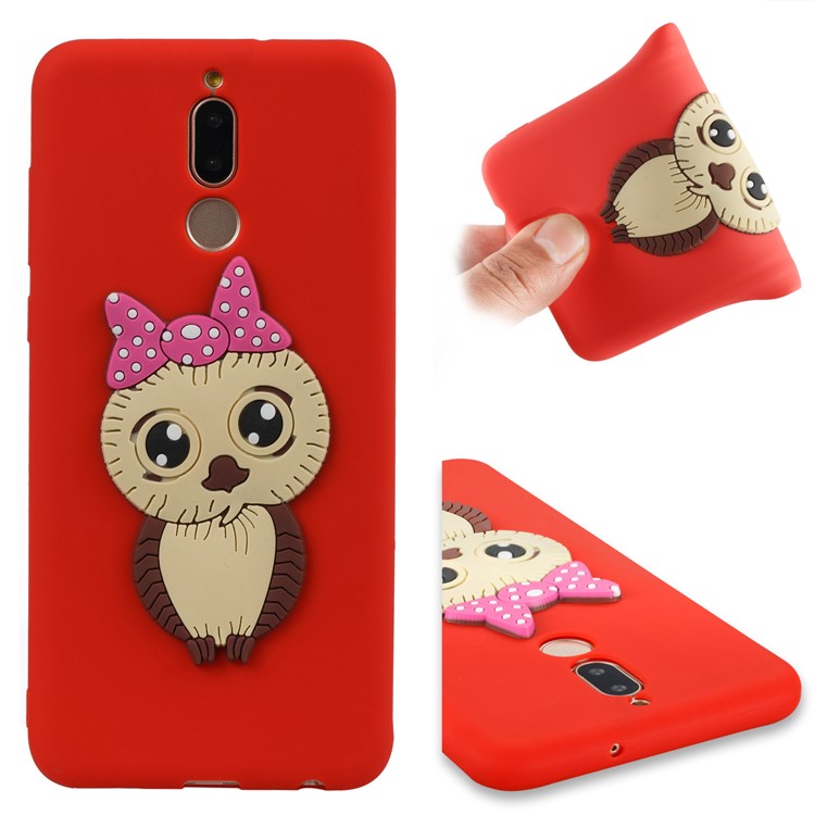 Cute 3D Female Owl TPU Soft Phone Shell for Huawei Mate 10 Lite/nova 2i/Maimang 6/Honor 9i (India) - Red-1