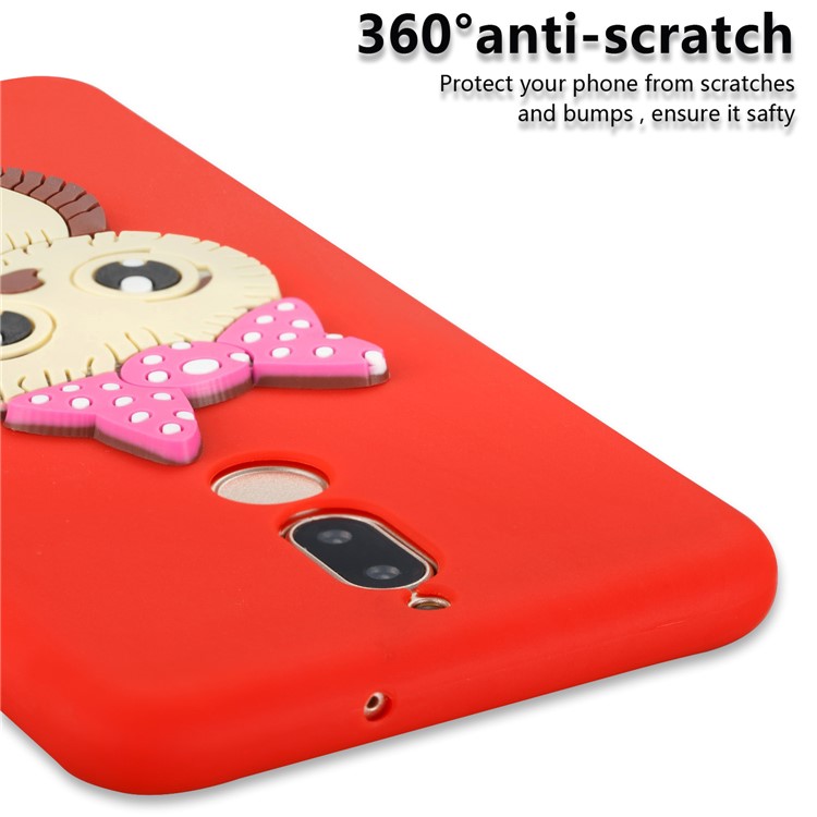 Cute 3D Female Owl TPU Soft Phone Shell for Huawei Mate 10 Lite/nova 2i/Maimang 6/Honor 9i (India) - Red-2