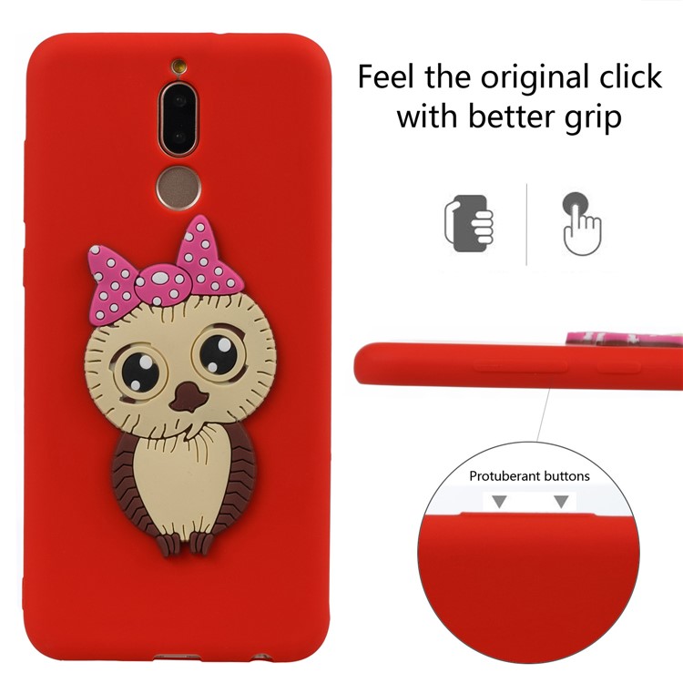 Cute 3D Female Owl TPU Soft Phone Shell for Huawei Mate 10 Lite/nova 2i/Maimang 6/Honor 9i (India) - Red-3