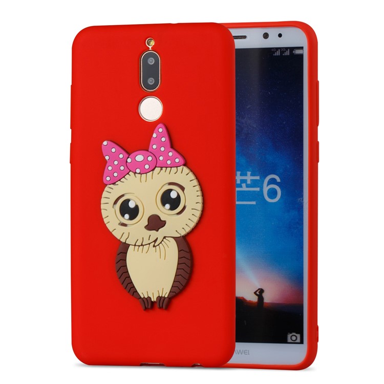 Cute 3D Female Owl TPU Soft Phone Shell for Huawei Mate 10 Lite/nova 2i/Maimang 6/Honor 9i (India) - Red-5