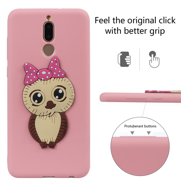 Cute 3D Female Owl TPU Soft Phone Casing for Huawei Mate 10 Lite/nova 2i/Maimang 6/Honor 9i (India) - Pink-3