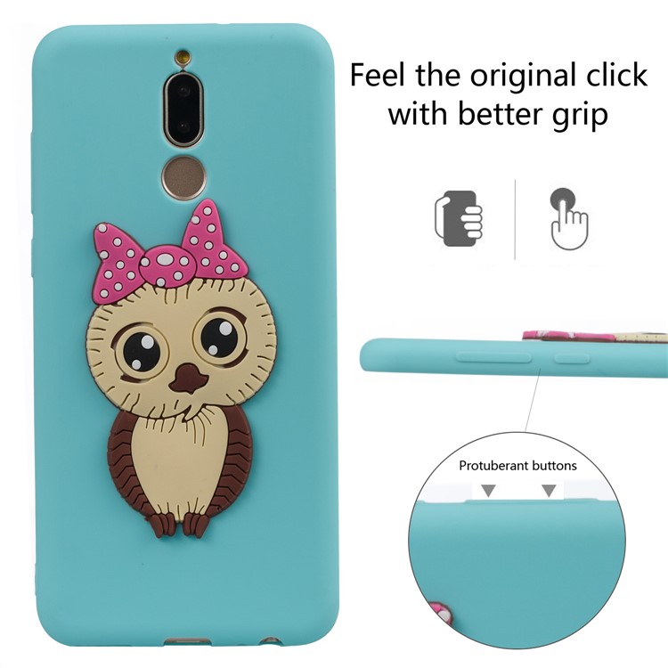 Cute 3D Female Owl TPU Soft Mobile Phone Case for Huawei Mate 10 Lite/nova 2i/Maimang 6/Honor 9i (India) - Baby Blue-3