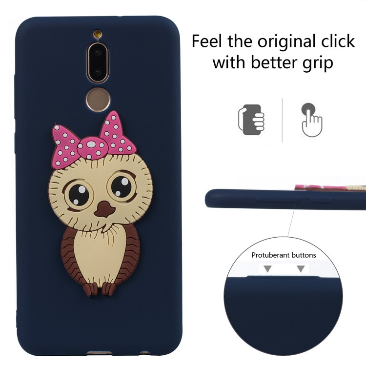 Cute 3D Female Owl TPU Soft Cell Phone Case for Huawei Mate 10 Lite/nova 2i/Maimang 6/Honor 9i (India) - Dark Blue-3