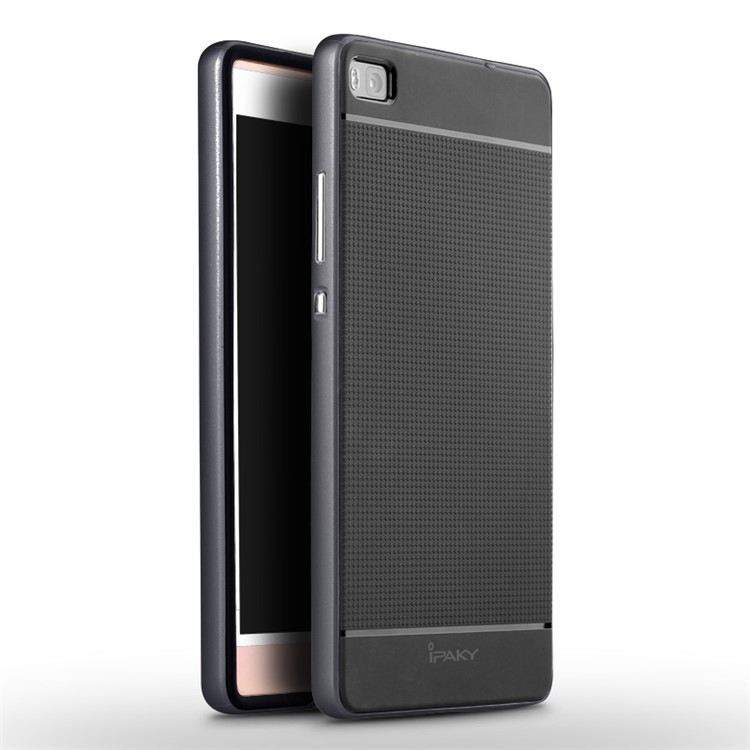 IPAKY Hybrid Case PC Frame + TPU Cover for Huawei Ascend P8 - Black-1