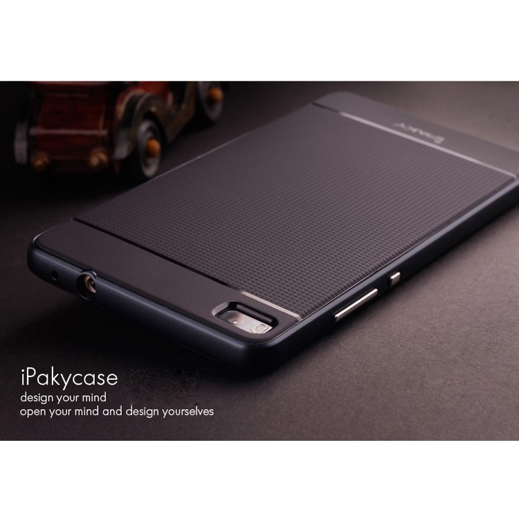 IPAKY Hybrid Case PC Frame + TPU Cover for Huawei Ascend P8 - Black-3