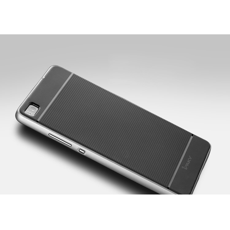 IPAKY for Huawei Ascend P8 Hybrid Shield PC Bumper + TPU Cover - Silver-2