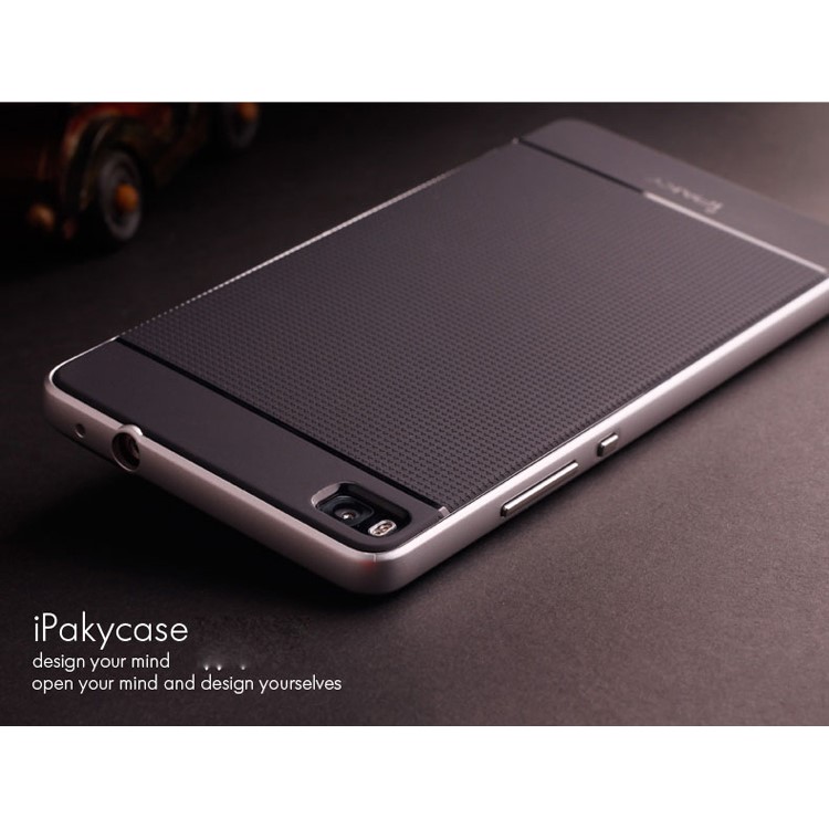 IPAKY for Huawei Ascend P8 Hybrid Shield PC Bumper + TPU Cover - Silver-3