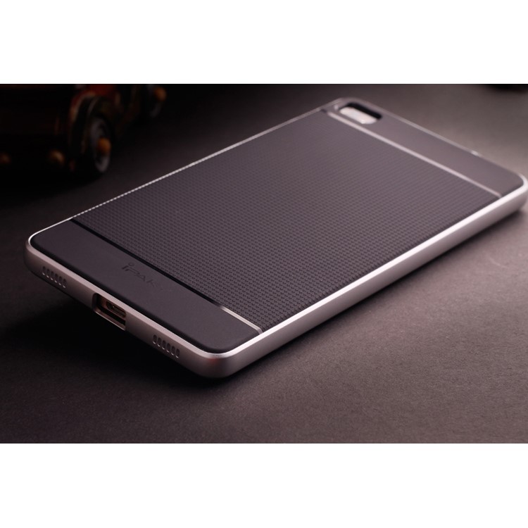 IPAKY for Huawei Ascend P8 Hybrid Shield PC Bumper + TPU Cover - Silver-4