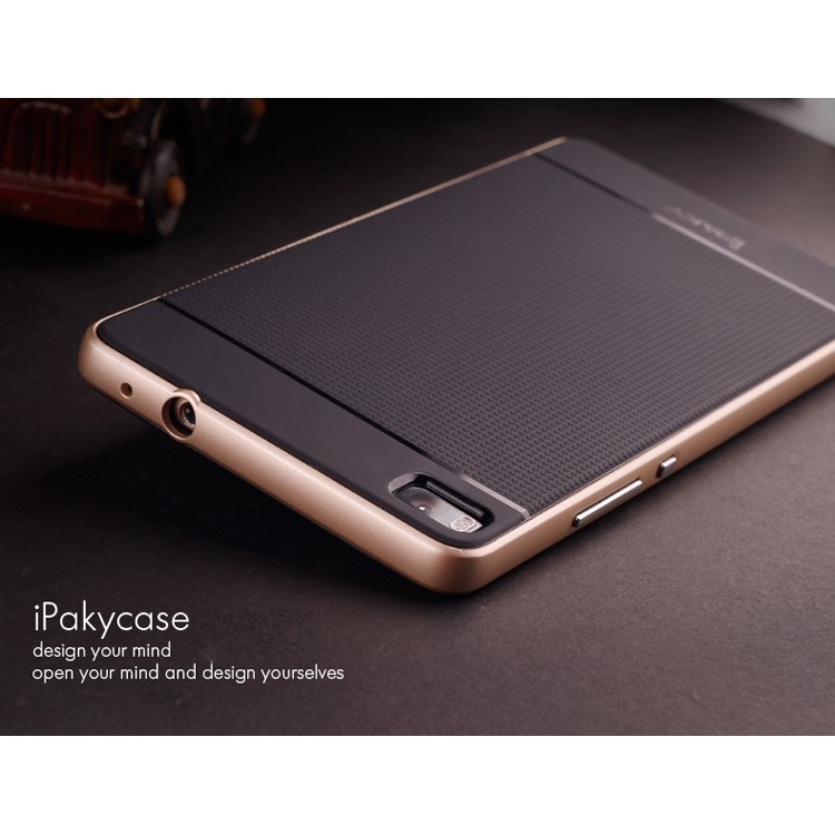 IPAKY for Huawei Ascend P8 2-Piece PC + TPU Shell Case Cover - Gold-3
