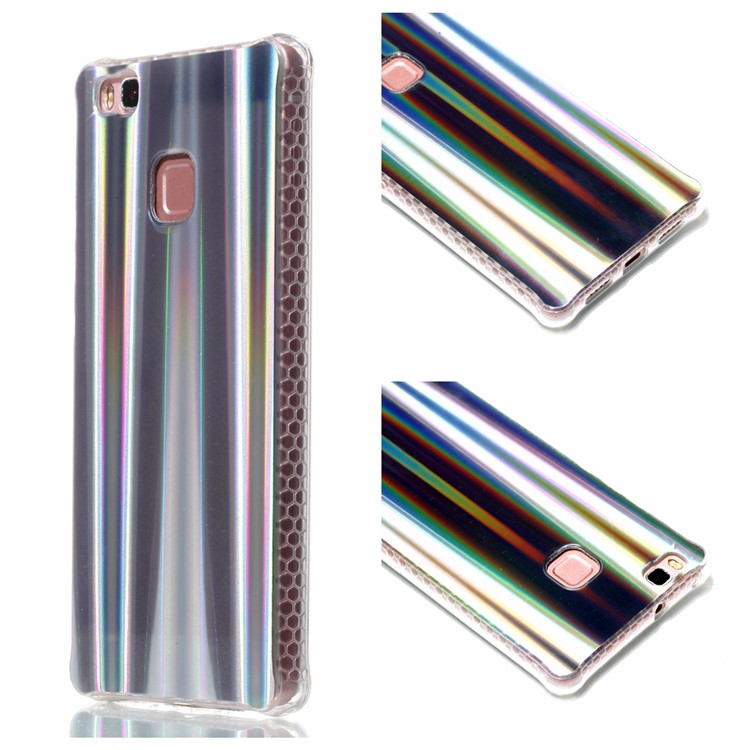 Electroplating IMD Flexible TPU Cell Phone Case for Huawei P9 Lite/G9 Lite - Grey Strips Pattern-1