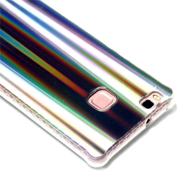 Electroplating IMD Flexible TPU Cell Phone Case for Huawei P9 Lite/G9 Lite - Grey Strips Pattern-5