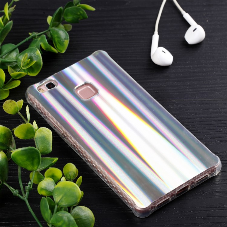 Electroplating IMD Flexible TPU Cell Phone Case for Huawei P9 Lite/G9 Lite - Grey Strips Pattern-6