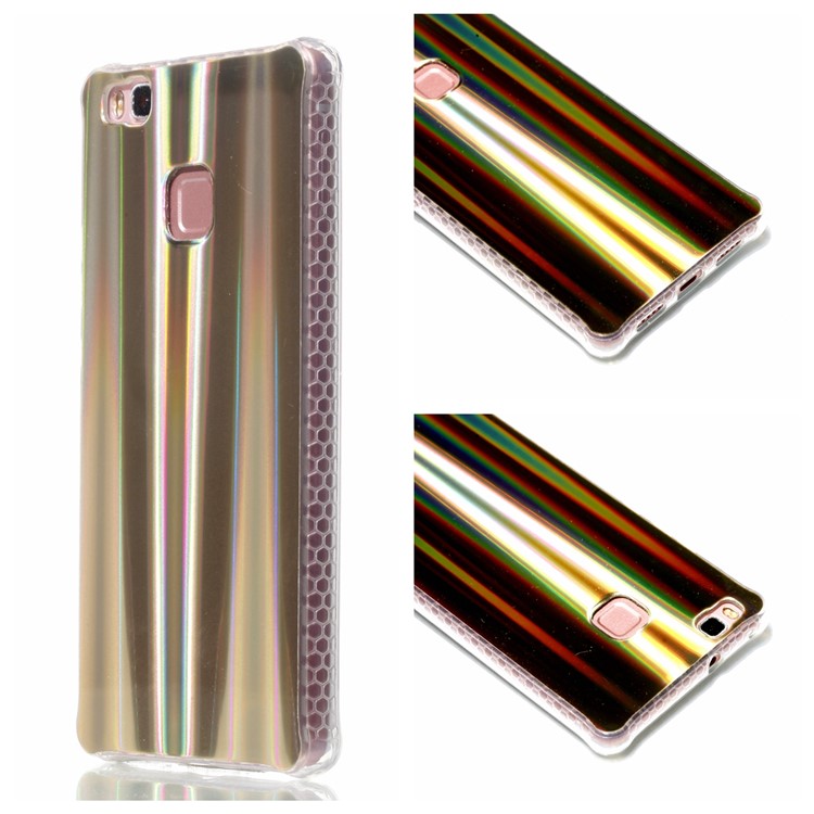 Electroplating IMD Flexible TPU Cell Phone Cover for Huawei P9 Lite/G9 Lite - Brown Strips Pattern-1