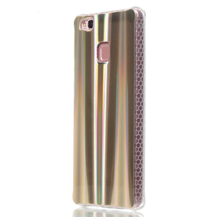 Electroplating IMD Flexible TPU Cell Phone Cover for Huawei P9 Lite/G9 Lite - Brown Strips Pattern-3