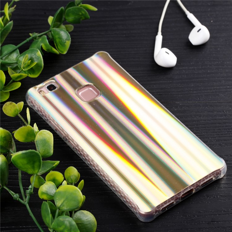 Electroplating IMD Flexible TPU Cell Phone Cover for Huawei P9 Lite/G9 Lite - Brown Strips Pattern-6