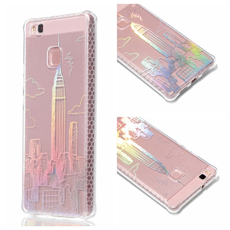 Electroplated IMD TPU Mobile Phone Shell for Huawei P9 Lite/G9 Lite - Buildings Pattern-1