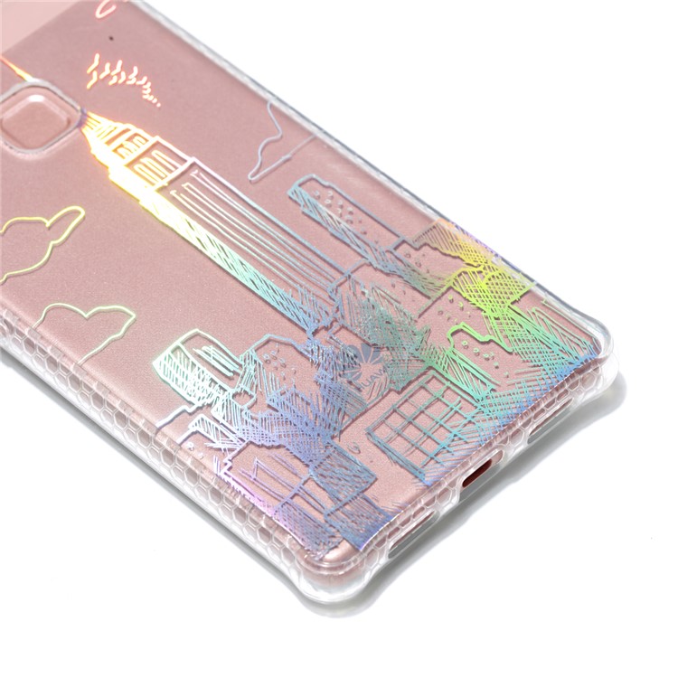 Electroplated IMD TPU Mobile Phone Shell for Huawei P9 Lite/G9 Lite - Buildings Pattern-4