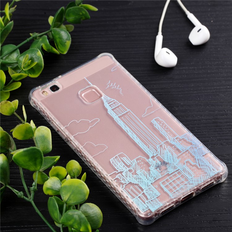 Electroplated IMD TPU Mobile Phone Shell for Huawei P9 Lite/G9 Lite - Buildings Pattern-6