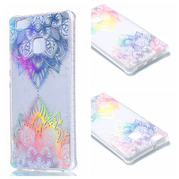 Electroplating IMD Soft TPU Protection Phone Casing for Huawei P9 Lite/G9 Lite - Flower Pattern-1