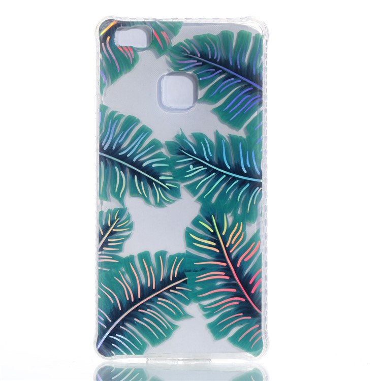 Electroplating IMD Soft TPU Protective Cover Shell for Huawei P9 Lite/G9 Lite - Green Leaves-2