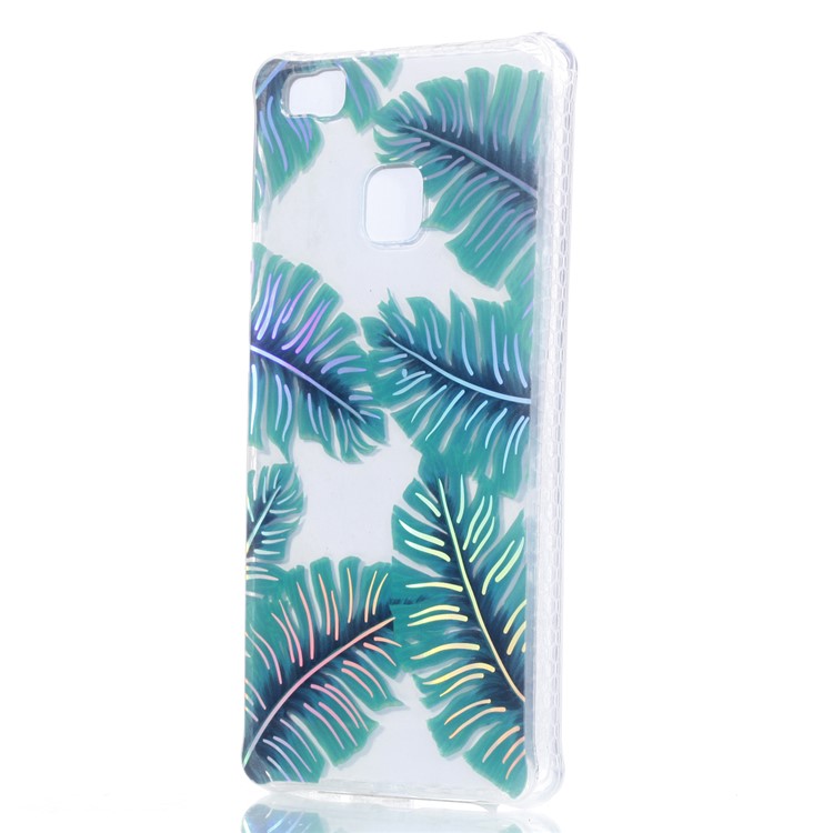 Electroplating IMD Soft TPU Protective Cover Shell for Huawei P9 Lite/G9 Lite - Green Leaves-3