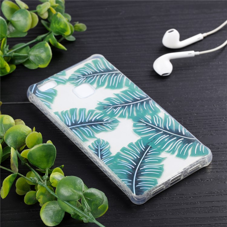 Electroplating IMD Soft TPU Protective Cover Shell for Huawei P9 Lite/G9 Lite - Green Leaves-6
