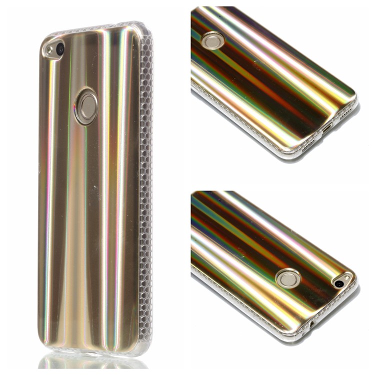 Electroplated IMD TPU Back Case for Huawei P8 Lite (2017)/Honor 8 Lite - Brown Strips Pattern-1