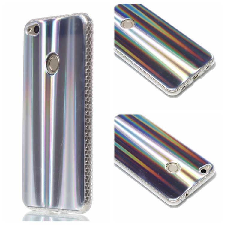 Electroplated IMD TPU Back Cover for Huawei P8 Lite (2017)/Honor 8 Lite - Grey Strips Pattern-1