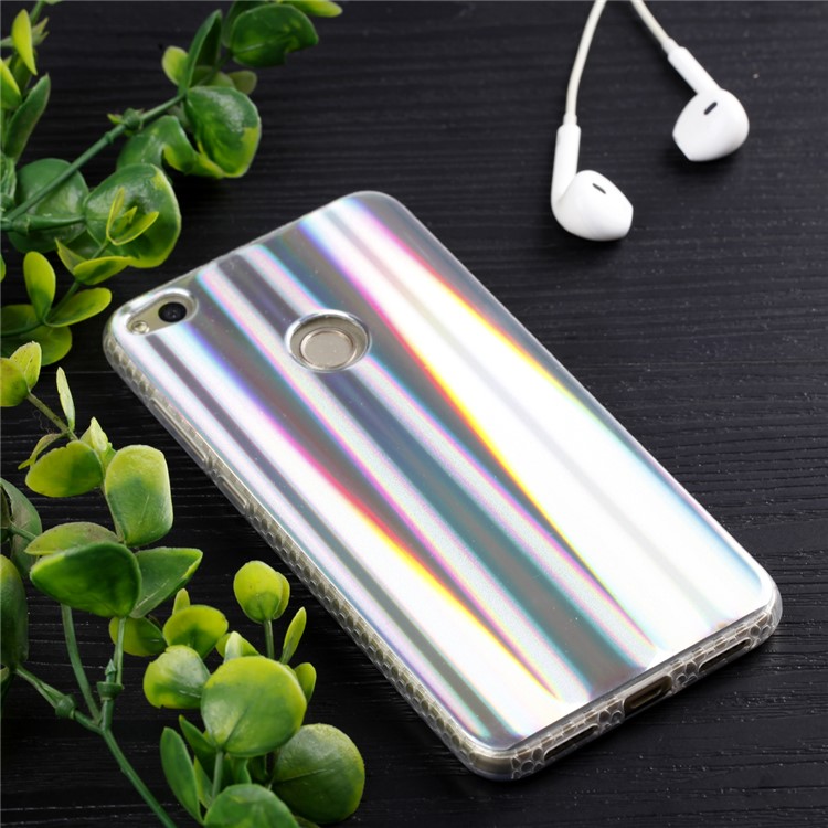 Electroplated IMD TPU Back Cover for Huawei P8 Lite (2017)/Honor 8 Lite - Grey Strips Pattern-6