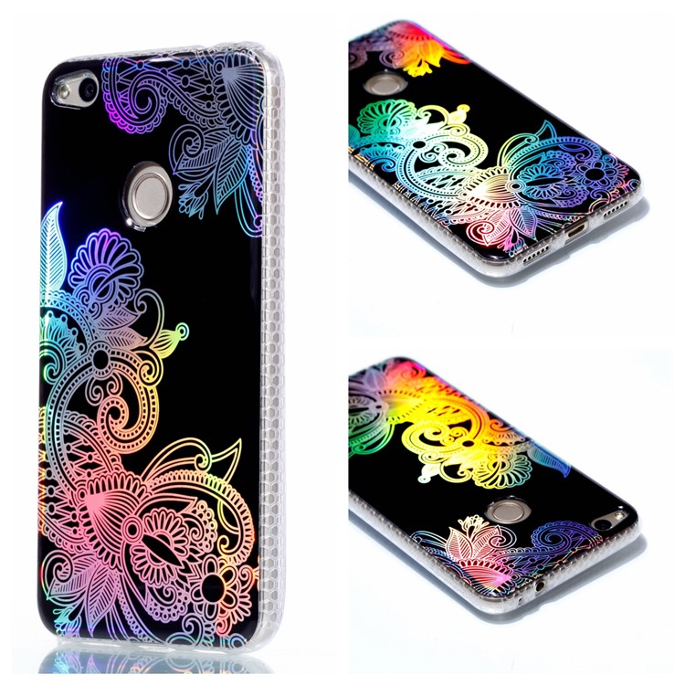 Electroplating IMD TPU Protection Mobile Phone Case for Huawei P8 Lite (2017)/Honor 8 Lite - Plant Pattern-1