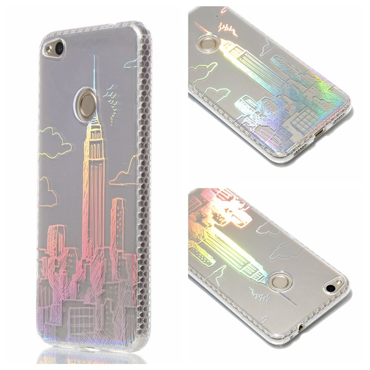 Electroplating IMD TPU Protection Mobile Phone Shell for Huawei P8 Lite (2017)/Honor 8 Lite - Buildings Pattern-1