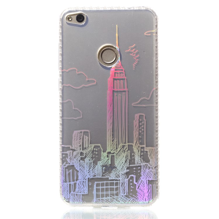 Electroplating IMD TPU Protection Mobile Phone Shell for Huawei P8 Lite (2017)/Honor 8 Lite - Buildings Pattern-2