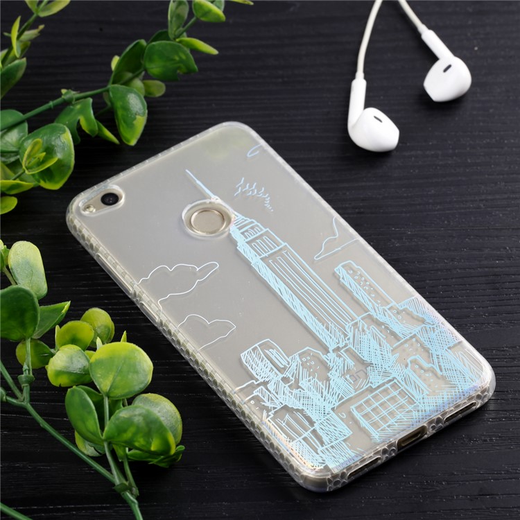 Electroplating IMD TPU Protection Mobile Phone Shell for Huawei P8 Lite (2017)/Honor 8 Lite - Buildings Pattern-6