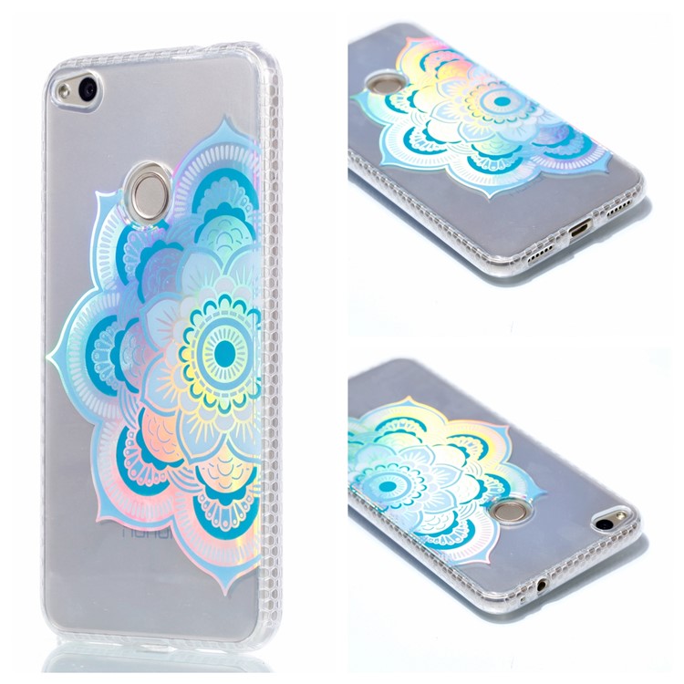 Electroplating IMD Flexible TPU Cell Phone Cover for Huawei P8 Lite (2017)/Honor 8 Lite - Blue Flower-1