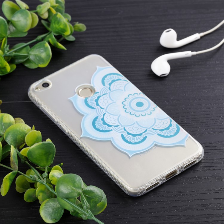 Electroplating IMD Flexible TPU Cell Phone Cover for Huawei P8 Lite (2017)/Honor 8 Lite - Blue Flower-6