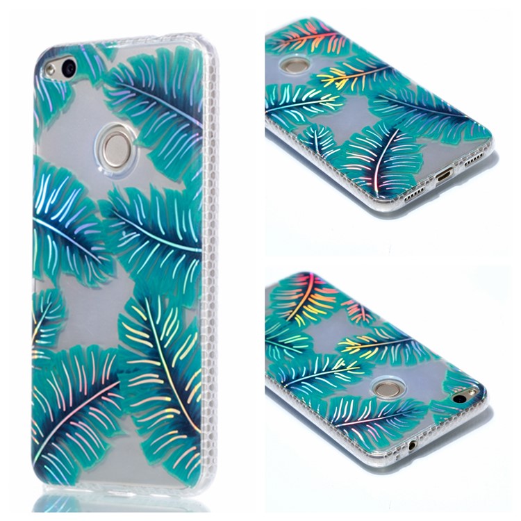 Electroplating IMD TPU Cover Shell for Huawei P8 Lite (2017)/Honor 8 Lite - Green Leaves-1