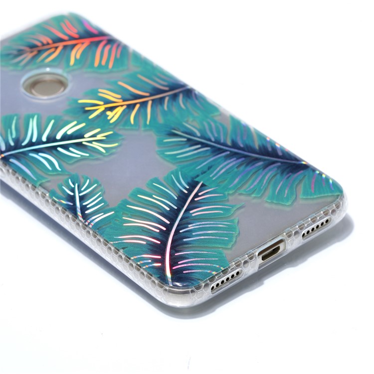 Electroplating IMD TPU Cover Shell for Huawei P8 Lite (2017)/Honor 8 Lite - Green Leaves-4