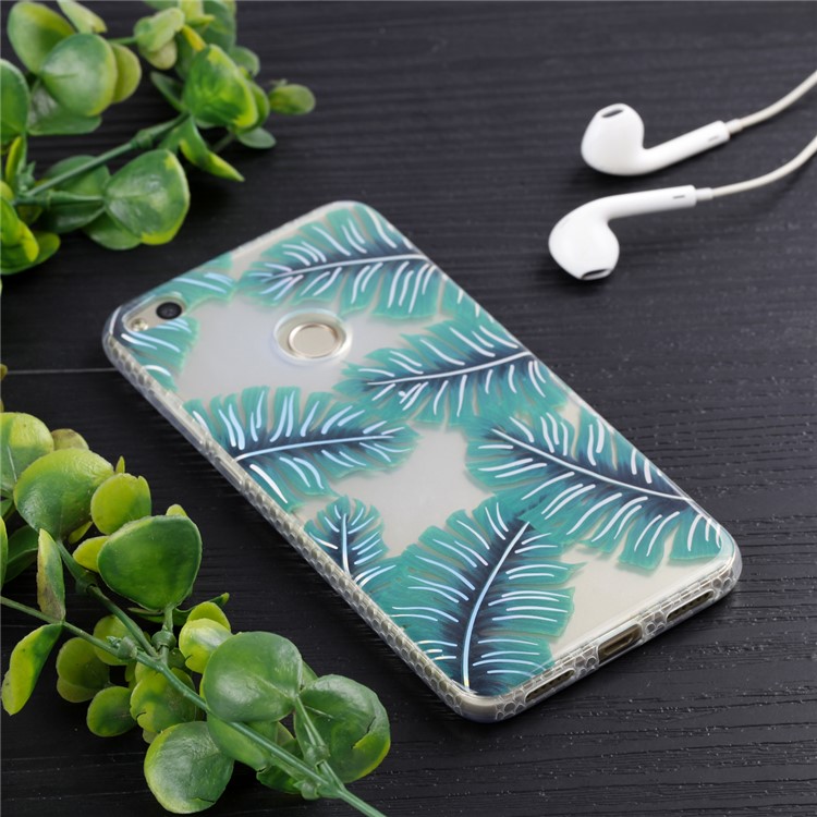 Electroplating IMD TPU Cover Shell for Huawei P8 Lite (2017)/Honor 8 Lite - Green Leaves-6