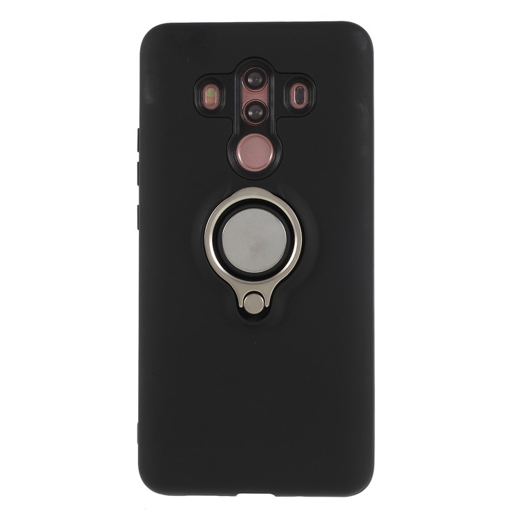 Magnetic Finger Ring Kickstand PC + TPU Hybrid Back Cover for Huawei Mate 10 Pro - Black-1