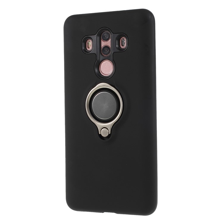 Magnetic Finger Ring Kickstand PC + TPU Hybrid Back Cover for Huawei Mate 10 Pro - Black-3