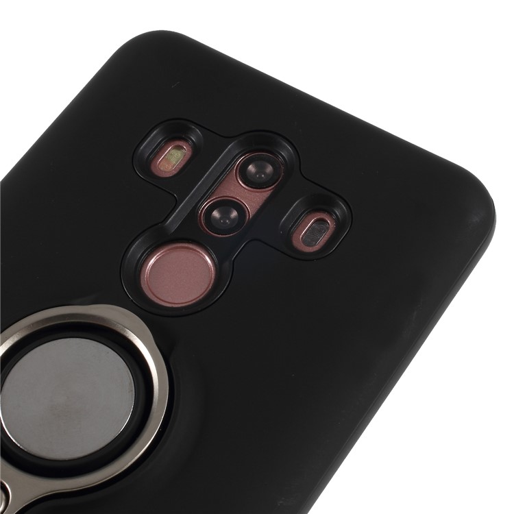 Magnetic Finger Ring Kickstand PC + TPU Hybrid Back Cover for Huawei Mate 10 Pro - Black-4