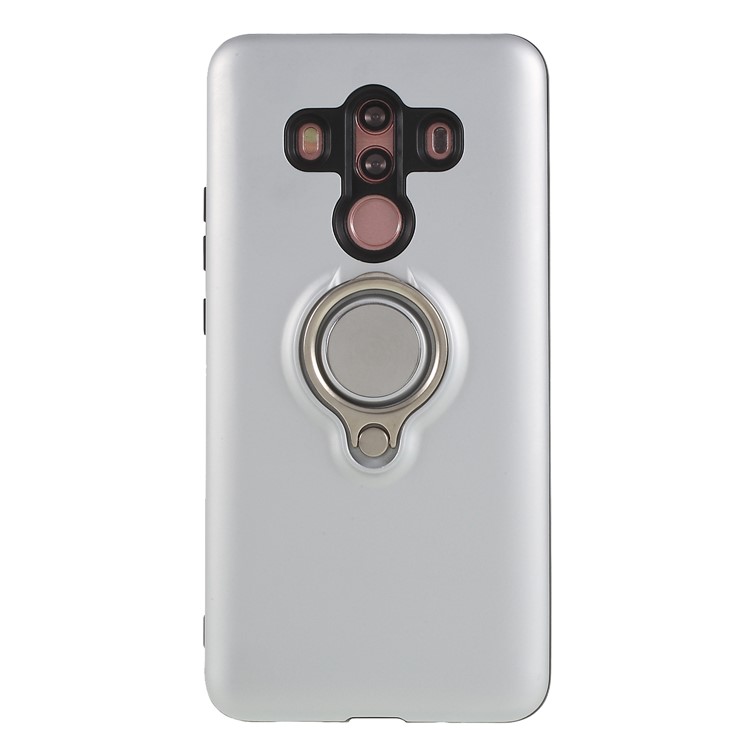 Magnetic Finger Ring Kickstand PC + TPU Hybrid Mobile Shell for Huawei Mate 10 Pro - Silver-1