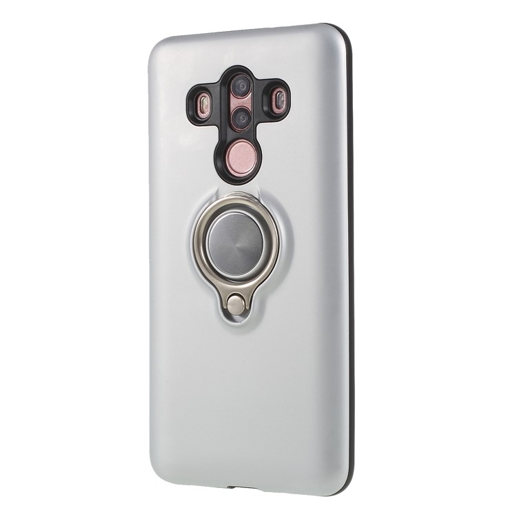 Magnetic Finger Ring Kickstand PC + TPU Hybrid Mobile Shell for Huawei Mate 10 Pro - Silver-3