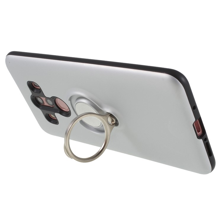 Magnetic Finger Ring Kickstand PC + TPU Hybrid Mobile Shell for Huawei Mate 10 Pro - Silver-4