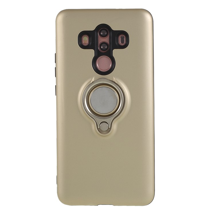 Magnetic Finger Ring Kickstand Hybrid PC + TPU Protection Mobile Phone Case for Huawei Mate 10 Pro - Gold-1