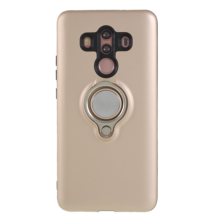 Magnetic Finger Ring Kickstand PC + TPU Hybrid Mobile Casing for Huawei Mate 10 Pro - Rose Gold-1
