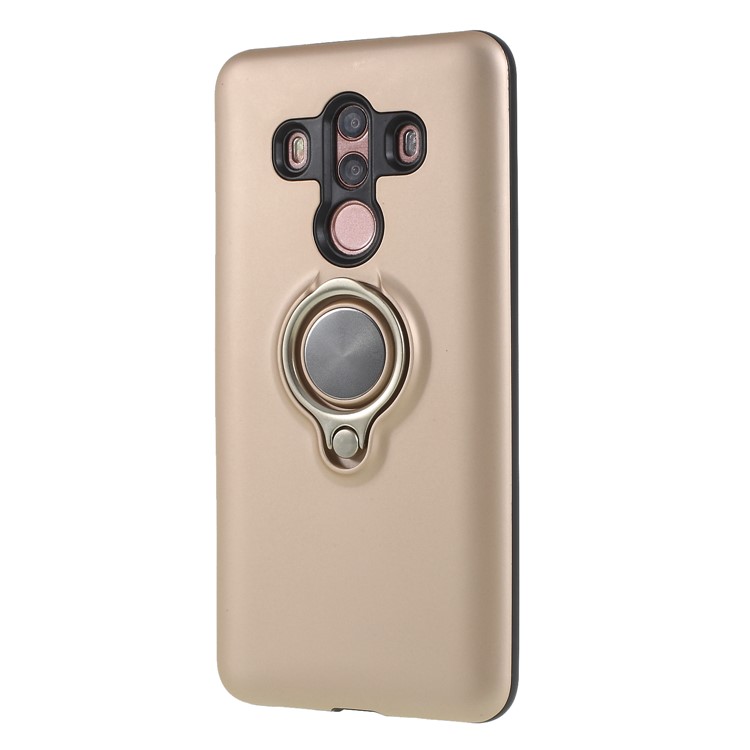 Magnetic Finger Ring Kickstand PC + TPU Hybrid Mobile Casing for Huawei Mate 10 Pro - Rose Gold-3